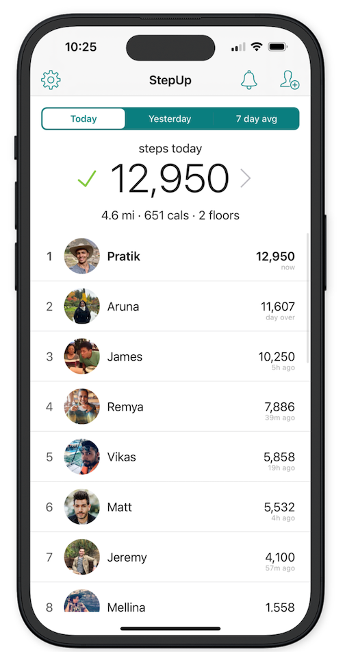 StepUp Pedometer: Free Group Step Challenge App for iPhone